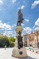 Fototapeta premium Valladolid, Spain - October 13, 2023: Views of the different buildings surrounding the Plaza de Zorilla in the historic city center of Valladolid, Spain