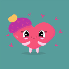Love yourself funny concept. Cute smiling heart. Hugs and kisses. Happy Valentine's day vector card