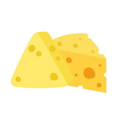 cheese parts and slices isolated on a white background. 