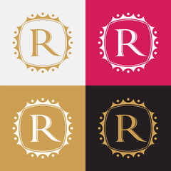 Royal Letter R In Golden Color Vector Logo 