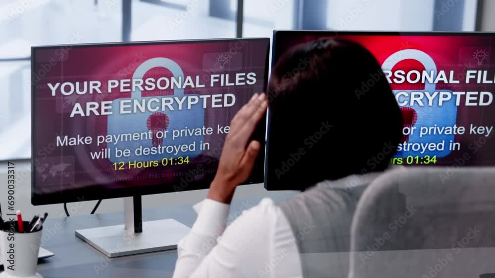 Poster protecting lady's data: a cyber security hack attack
