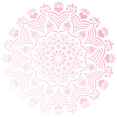 Fototapeta na wymiar A pink mandala depicting love in bright colors on a white background for the background.