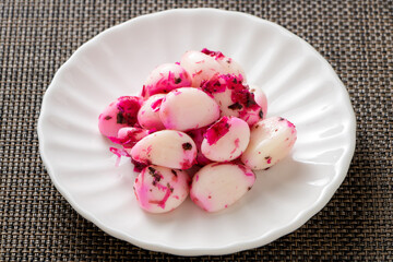 にんにくの漬物(しそかつお)。
