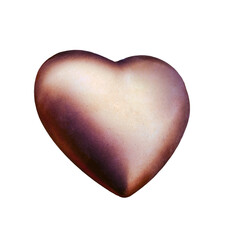 Golden heart decorations, isolated on a white background