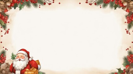 Fototapeta na wymiar Foot greeting card with Santa Claus
