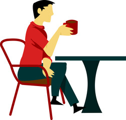 Bloky People Drinking Coffee Boy