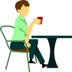 Bloky People Drinking Coffee Boy