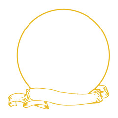 Elegant floral wedding invite with circle motif, Ribbon Banner Line Elegant Style