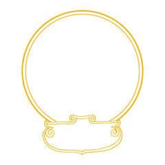 Elegant floral wedding invite with circle motif, Ribbon Banner Line Elegant Style