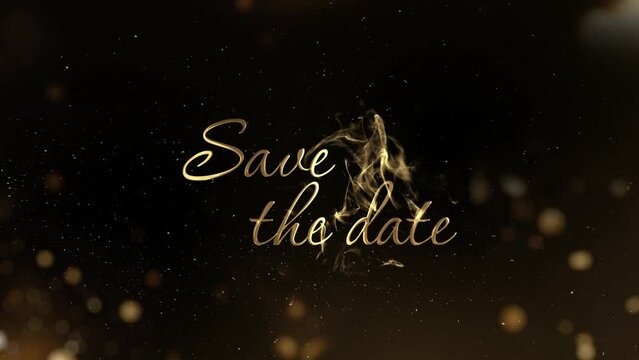 Footage Save the date with golden particles and beautiful blur