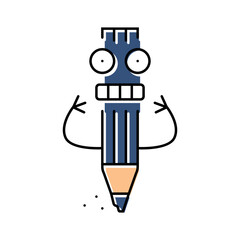 face pen character color icon vector. face pen character sign. isolated symbol illustration