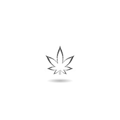 Marijuana leaf or cannabis leaf weed icon with shadow