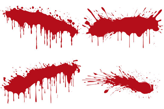 red paint splatter set isolated on transparent background - Design element PNG cutout collection