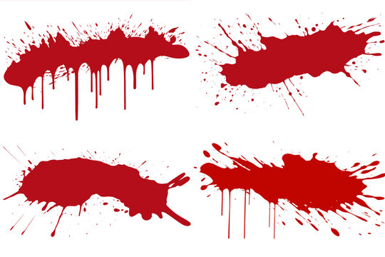 red paint splatter set isolated on transparent background - Design element PNG cutout