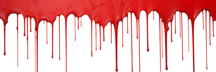 red dripping paint isolated on transparent background - Design element PNG cutout  - obrazy, fototapety, plakaty