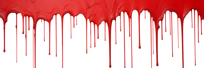 Fotobehang red dripping paint isolated on transparent background - Design element PNG cutout  © sam