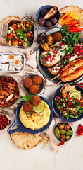 Middle eastern or Arabic dishes on light background. Tasty traditional food