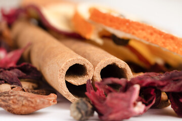 Heap of dried spices for mulled wine.