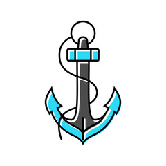 anchor tattoo art vintage color icon vector. anchor tattoo art vintage sign. isolated symbol illustration
