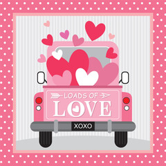 happy valentine's day with truck and hearts