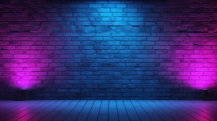 Wall with neon light on brick wall 