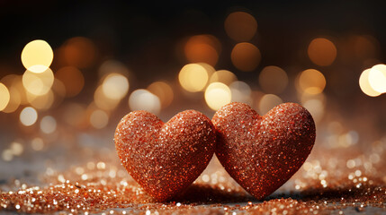 Sprinkled Shining  Sand Heart For Love With Glowing Background Happy Valentines Day_AI