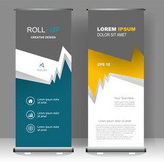 Business Roll up banner template design, for brochure, business, flyer, infographics. modern x-banner and flag-banner advertising. vector illustration