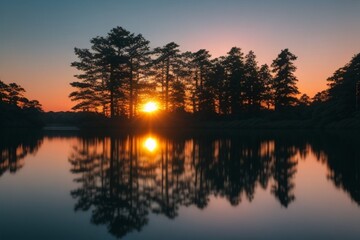 Obraz premium sunset on the lake