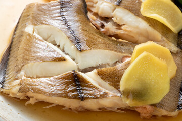 カレイの煮付けのアップ。
