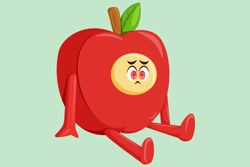 Cute Apple Character Design Illustration