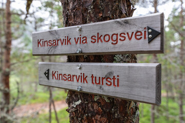 Hiking sign in Kinsarvik, norway
