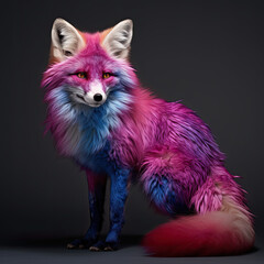 Obraz premium Illustration of Beautiful Standing Fox on Colorful background