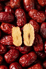 close up of jujube,dried red dates background.