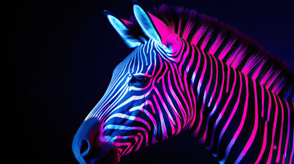 Beautiful Illustration of Cute Zebra Face on Black background