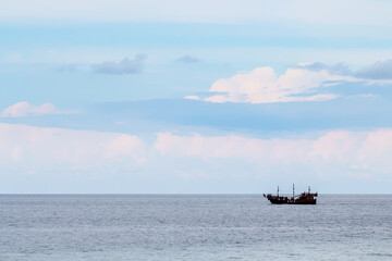 travel to Georgia - view of Black Sea from Batumi city on autumn evening