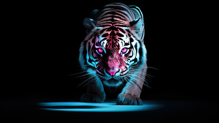 Illustration of Tiger on black background