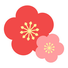 梅の花のイラスト カラー 線なし