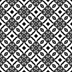 Wallpaper with Seamless repeating pattern.  Black and white pattern . Abstract background. Monochrome texture  for web page, textures, card, poster, fabric, textile.