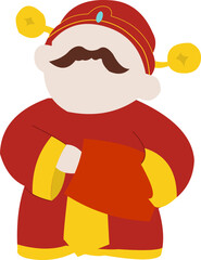 Chinese God Of Wealth With Ingot Illustration