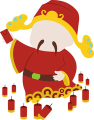 Chinese God Of Wealth With Ingot Illustration