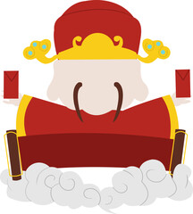 Chinese God Of Wealth With Ingot Illustration