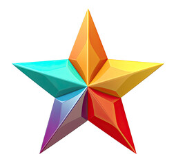 Colored star isolated on transparent background