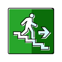 stairway up evacuation emergency color icon vector. stairway up evacuation emergency sign. isolated symbol illustration
