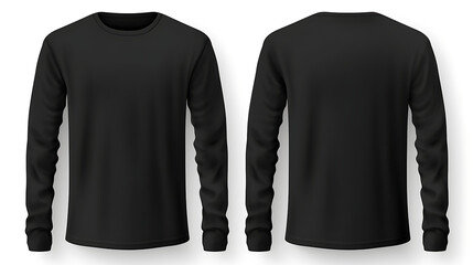 Blank black shirt mock up template, front and back view, isolated on white, plain t-shirt mockup. Tee sweater sweatshirt design presentation for print. Generative Ai