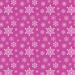 Seamless winter pattern with snowflakes on a pink background. Pattern on the swatch panel.