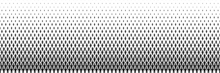 horizontal black halftone of man on white design for pattern and background.