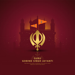 vector illustration of Happy Guru Gobind Singh Jayanti festival for Sikh celebration. - obrazy, fototapety, plakaty