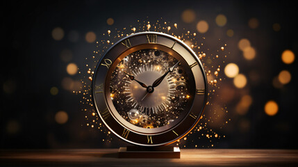 Fototapeta na wymiar Happy new year unusual clock