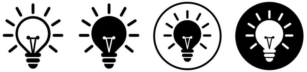 Light bulb icon set on transparent background. Lamp icon. Idea solution sign, symbol.