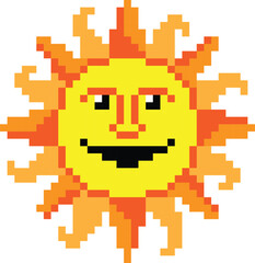 Obraz premium Sun vector pixel art